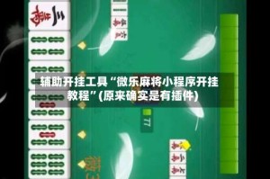 辅助开挂工具“微乐麻将小程序开挂教程”(原来确实是有插件)