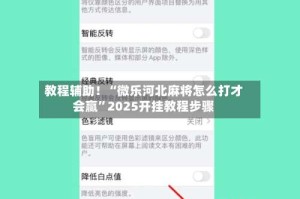 教程辅助！“微乐河北麻将怎么打才会赢”2025开挂教程步骤