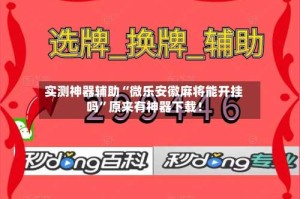 实测神器辅助“微乐安徽麻将能开挂吗”原来有神器下载！