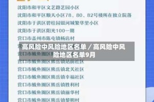 高风险中风险地区名单／高风险中风险地区名单9月