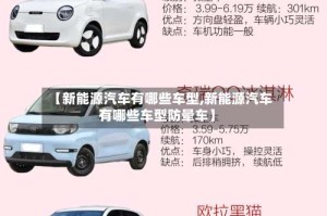 【新能源汽车有哪些车型,新能源汽车有哪些车型防晕车】