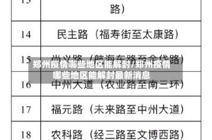 郑州疫情哪些地区能解封/郑州疫情哪些地区能解封最新消息