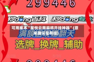 可用版本“星悦云南麻将开挂神器”(原来确实是有挂)