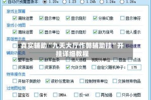 真实辅助“九天大厅作弊辅助挂”开挂详细教程