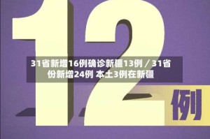 31省新增16例确诊新疆13例／31省份新增24例 本土3例在新疆
