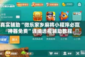 真实辅助“微乐家乡麻将小程序必赢神器免费”详细透视辅助教程