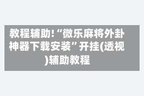 教程辅助!“微乐麻将外卦神器下载安装”开挂(透视)辅助教程