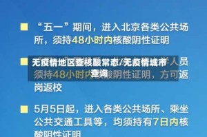 无疫情地区查核酸常态/无疫情城市查询
