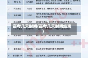 高考几天时间(高考几天时间结束)