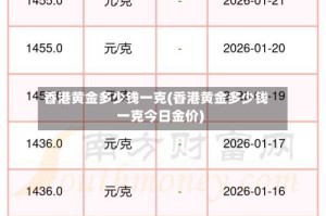 香港黄金多少钱一克(香港黄金多少钱一克今日金价)
