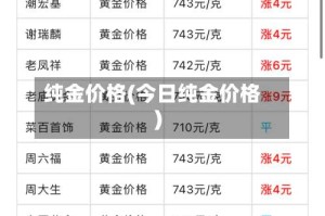纯金价格(今日纯金价格)