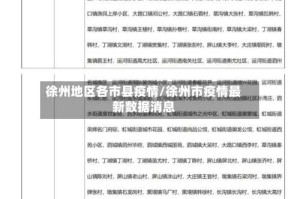 徐州地区各市县疫情/徐州市疫情最新数据消息