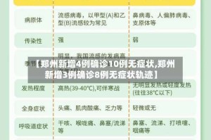 【郑州新增4例确诊10例无症状,郑州新增3例确诊8例无症状轨迹】