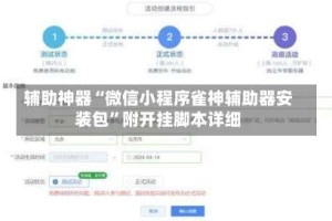 辅助神器“微信小程序雀神辅助器安装包”附开挂脚本详细