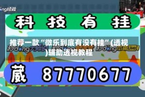 推荐一款“微乐到底有没有挂”(透视)辅助透视教程