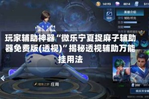 玩家辅助神器“微乐宁夏捉麻子辅助器免费版(透视)”揭秘透视辅助万能挂用法