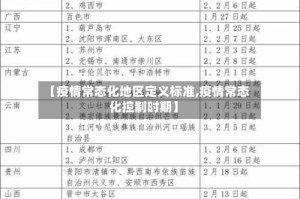 【疫情常态化地区定义标准,疫情常态化控制时期】