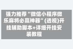 强力推荐“微信小程序微乐麻将必赢神器”(透视)开挂辅助脚本+详细开挂安装教程