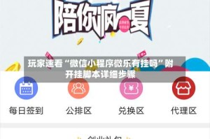 玩家速看“微信小程序微乐有挂吗”附开挂脚本详细步骤