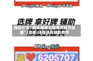 经验分享“微乐麻将小程序万能开挂器”(透视)详细透视辅助教学