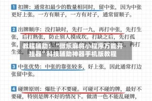 教程辅助！“微乐麻将小程序万能开挂器”科技辅助神器手机版教程