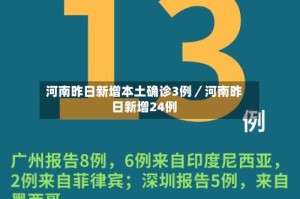 河南昨日新增本土确诊3例／河南昨日新增24例