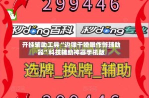 开挂辅助工具“边锋干瞪眼作弊辅助器”科技辅助神器手机版