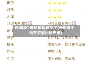 云南哪个地区疫情最少了(云南哪个地方疫情比较严重)
