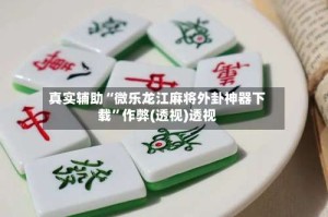 真实辅助“微乐龙江麻将外卦神器下载”作弊(透视)透视