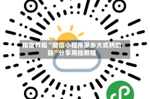 指定教程“微信小程序家乡大贰辅助器”分享用挂教程