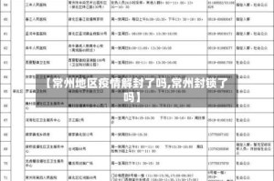 【常州地区疫情解封了吗,常州封锁了吗】