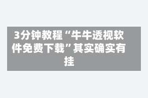 3分钟教程“牛牛透视软件免费下载”其实确实有挂