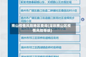 南山疫情风险地区查询(深圳南山区疫情风险等级)