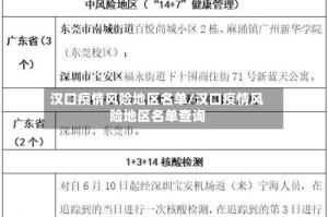 汉口疫情风险地区名单/汉口疫情风险地区名单查询