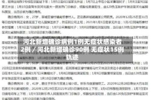 河北新增确诊病例1例无症状感染者2例／河北新增确诊90例 无症状15例轨迹