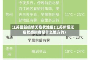 江苏最新疫情无症状地区(江苏新增无症状感染者是什么地方的)