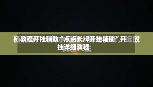 教程开挂辅助“点点长牌开挂辅助	”开挂详细教程-第1张图片