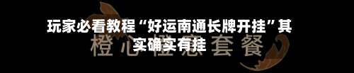 玩家必看教程“好运南通长牌开挂”其实确实有挂-第1张图片