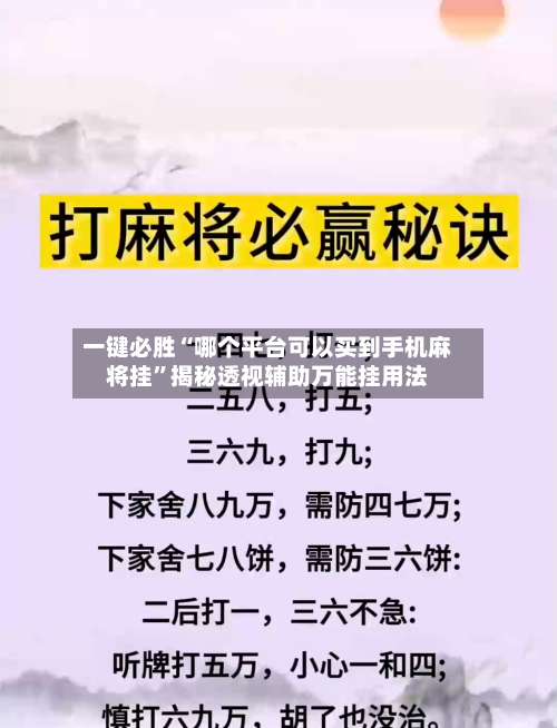 一键必胜“哪个平台可以买到手机麻将挂”揭秘透视辅助万能挂用法-第2张图片
