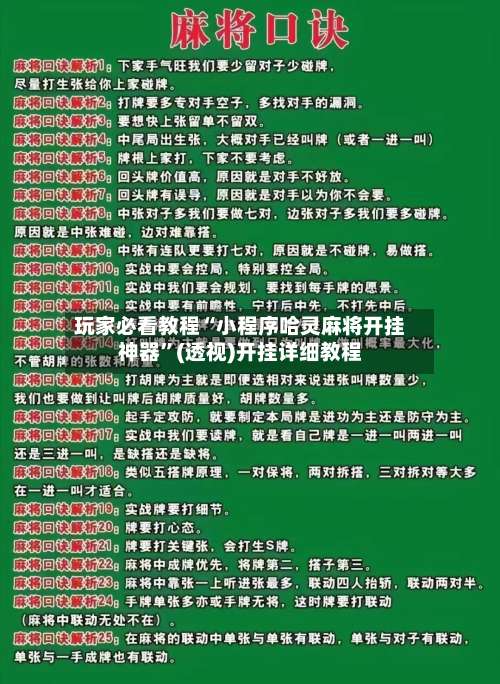 玩家必看教程“小程序哈灵麻将开挂神器”(透视)开挂详细教程-第3张图片