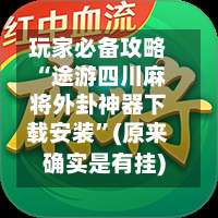 玩家必备攻略“途游四川麻将外卦神器下载安装”(原来确实是有挂)-第1张图片