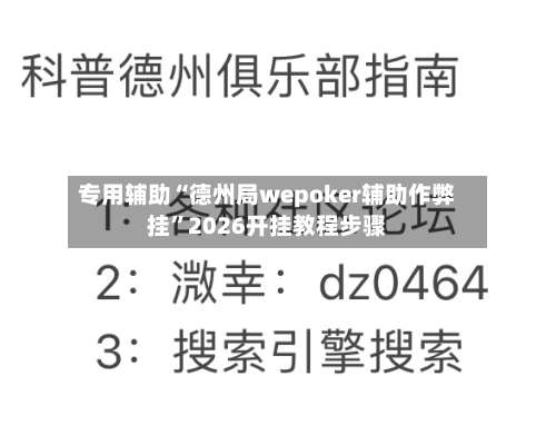 专用辅助“德州局wepoker辅助作弊挂”2026开挂教程步骤-第1张图片