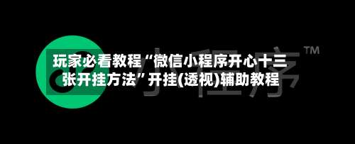 玩家必看教程“微信小程序开心十三张开挂方法”开挂(透视)辅助教程-第2张图片