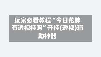 玩家必看教程“今日花牌有透视挂吗	”开挂(透视)辅助神器-第2张图片