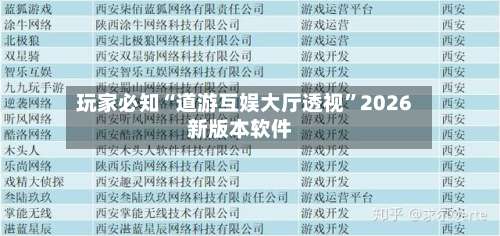 玩家必知“道游互娱大厅透视	”2026新版本软件-第1张图片