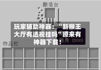 玩家辅助神器：“新猴王大厅有透视挂吗”原来有神器下载！-第1张图片