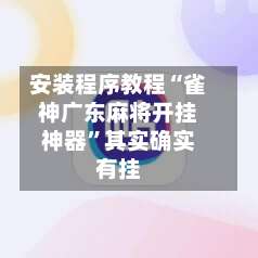 安装程序教程“雀神广东麻将开挂神器”其实确实有挂-第3张图片