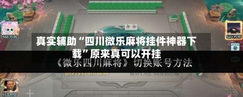 真实辅助“四川微乐麻将挂件神器下载”原来真可以开挂-第3张图片