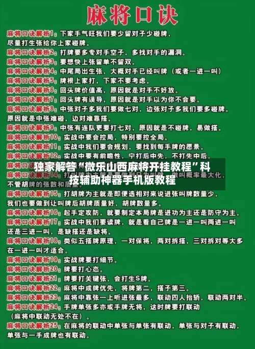 独家解答“微乐山西麻将开挂教程”科技辅助神器手机版教程-第2张图片