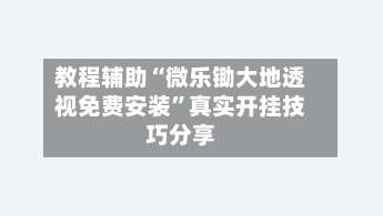教程辅助“微乐锄大地透视免费安装”真实开挂技巧分享-第2张图片